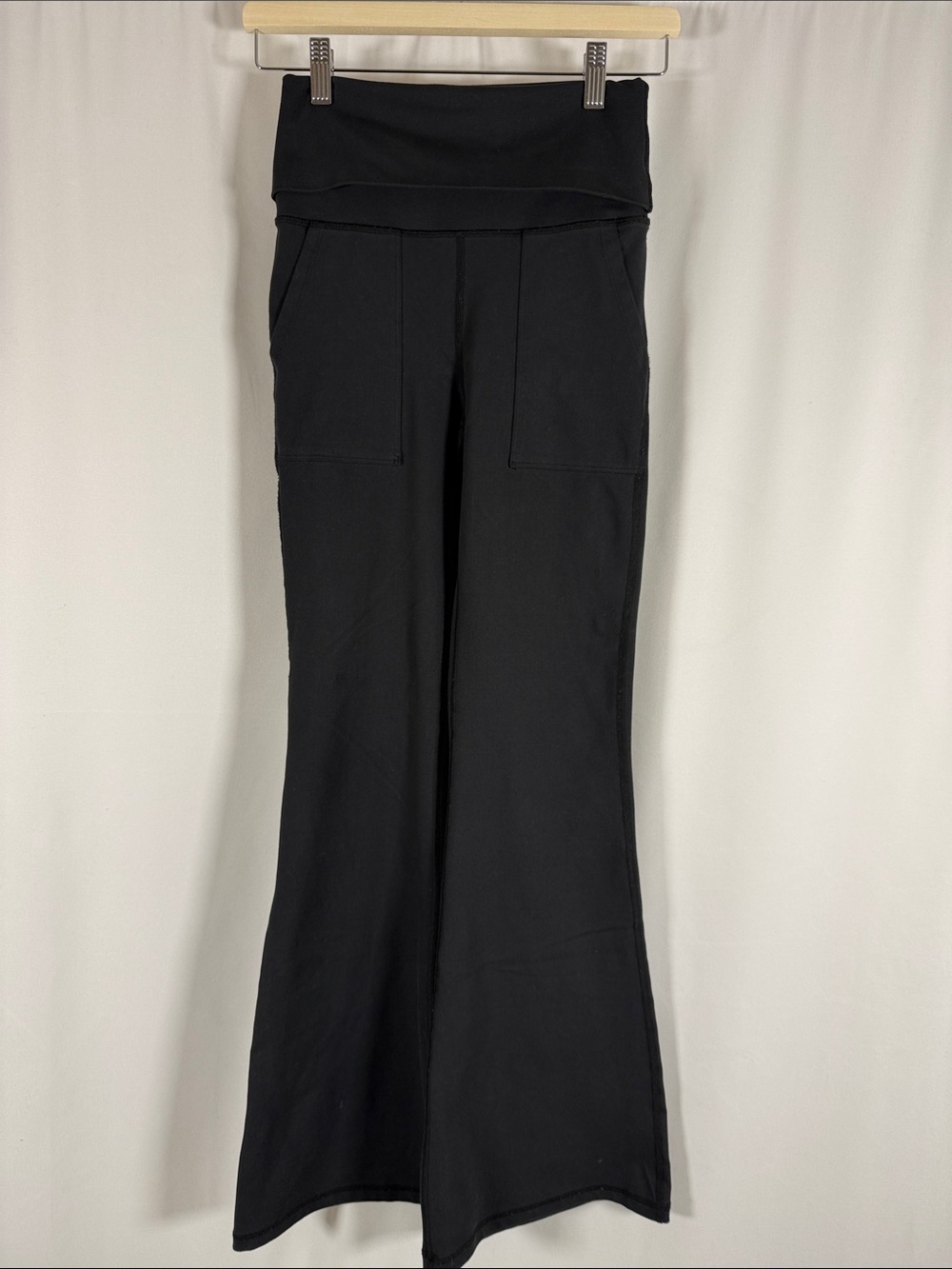 aerie Black Flare Fold-Over Waist Pants